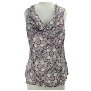 Fabindia 100% Cotton Sleeveless Top Red Blue Print Size Medium